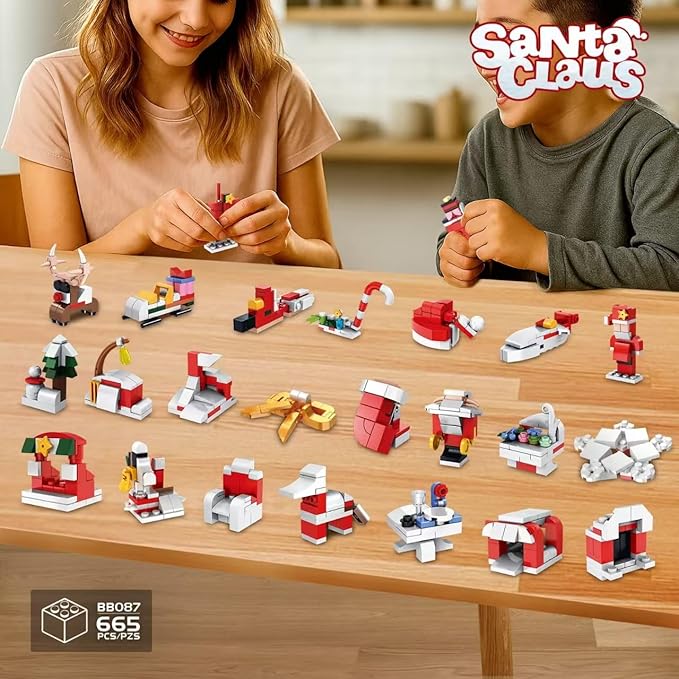 Santa Claus Classic Crutches Building Blocks Toys- Building Toys for Children, Boys & Girls, Ages 9+ - Indoor Decorations for Home/Santa Claus Figure- Gifts for Boys & Girls-665pcs