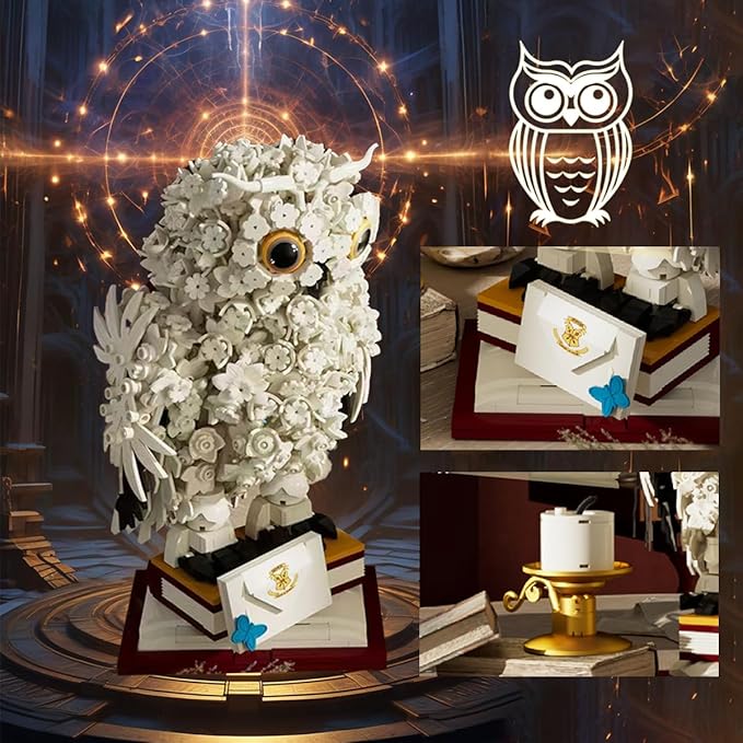 Animal Magic Owl Flower Building Blocks Set，Suitable for Adults who Enjoy Creative Hobbies Flower & Animal Collectible Table Art Set（1239Pieces） Interesting Gift for Building Block Enthusiasts
