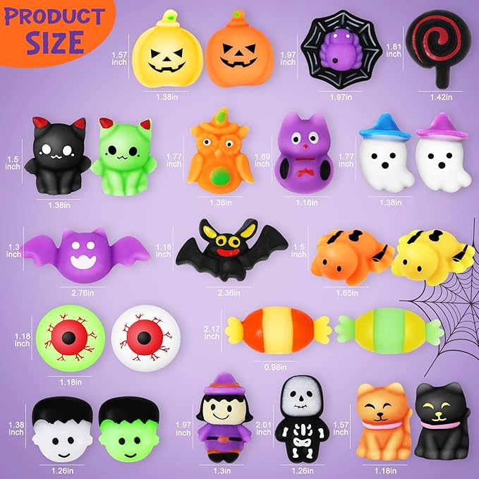 24 PCS Halloween Squishy Toys for Kids Halloween Party Favors Classies Character Squeeze Toys for Trick or Treat Gifts Bulk,Goodie Bags Stuffers for Kids Treat Bags Gifts Classroom Rewards