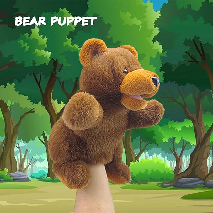 Hand Puppets Bear Puppet,10" Animal Hand Puppets for Kids, Hand Puppet for Toddlers 1-3 and Kids with Movable Mouth,Sloth Stuffed Animal Plush Puppets Toy Gift for Interactive Storytelling