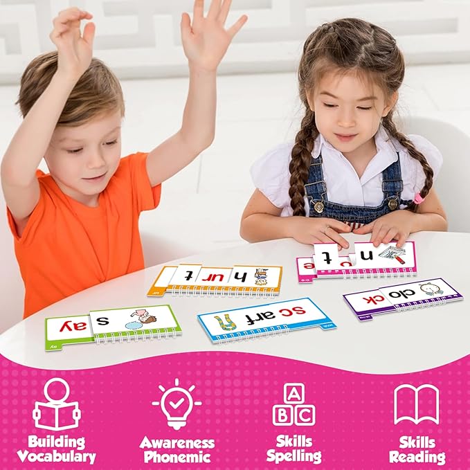 Word Family Build Book, 40 Read and Rhyme Flip Books, Sight Words Flash Cards Kindergarten, Learn to Read Phonics Flash Cards, Phonics Games Books for Preschool Learning Activities