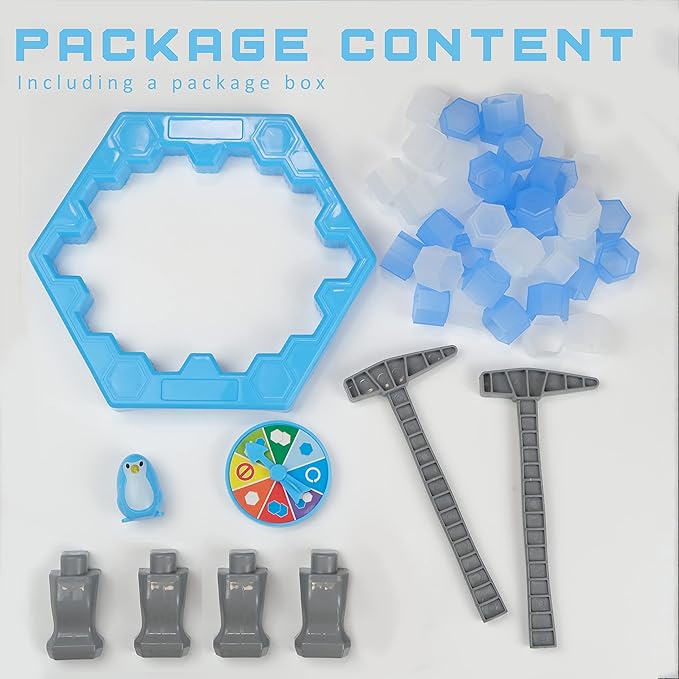 Save Penguin Break Ice Frozen Game for Kids, Meroqeel Protect The Iceberg Dont Let Penguins Trap on Ice Icebreaker Board Games Toy for Adults Family Childrens Kid Ages 4-8 with Cubes and Hammer