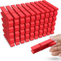 50PCS Colored Wooden Clothespins, 2.9inch Red Clothes Pins for Clip Pictures Photos Decorative, Small Colorful Wood Decoration Closepins Clips