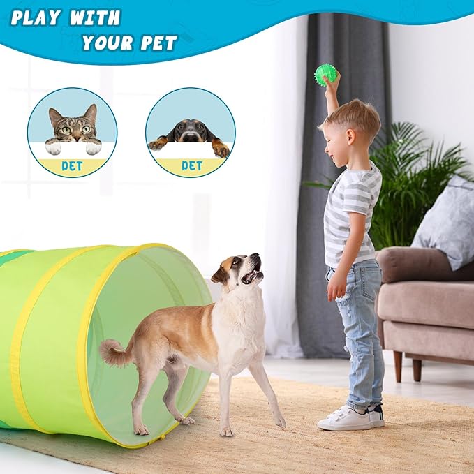 PigPigPen Kids Tunnel for Toddlers,Pop Up Play Tunnel Tent for Babies or Dogs, Indoor & Outdoor Toys for Kids Backyard Playset (Cotton Play Tunnel)
