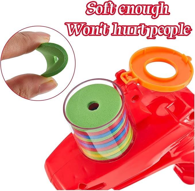 Sumind 2 Pieces Foam Disc Launcher Zip Shot Shooter Disc Shooter (Red, Orange)