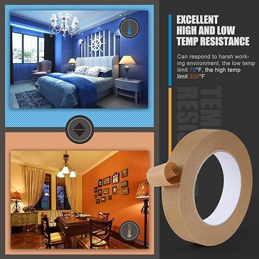 Lichamp 2 Pack Brown Painters Tape 1 inch, Brown Masking Tape 1 inch x 55 Yards x 2 Rolls (110 Total Yards)