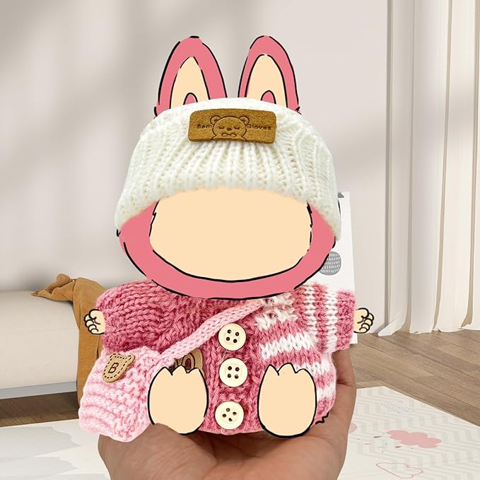 17cm Doll Clothes, Handcrafted Crochet 3-Piece Outfit Set for 15/17cm Dolls, Exquisite 17cm Doll Accessories, Outfits Clothe Dress up Unique Style