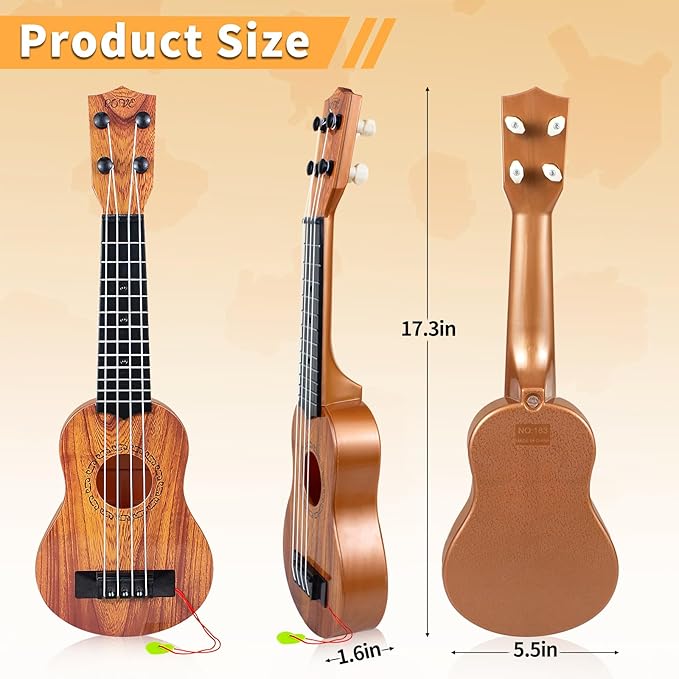 Kids Ukulele Guitar Toy, 17 Inch 4 String Classical Guitar Musical Toy for Baby Beginner Developmental Musical Instruments, Great Educational Learning Toy Gift for Toddlers Kids Birthday Christmas