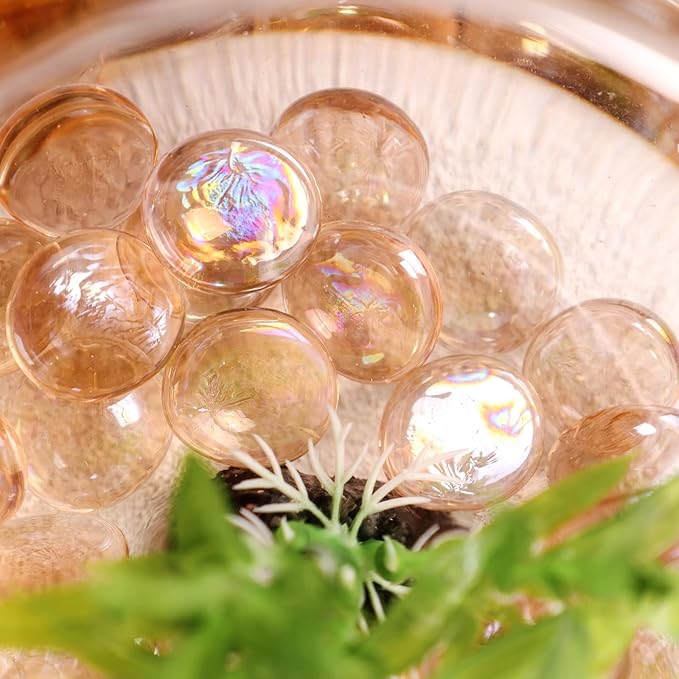 FUTUREPLUSX 5LB Flat Glass Marbles, Pink Glass Pebbles Marbles for Vases Fillers Fish Tank Aquarium Table Scatters DIY Crafts