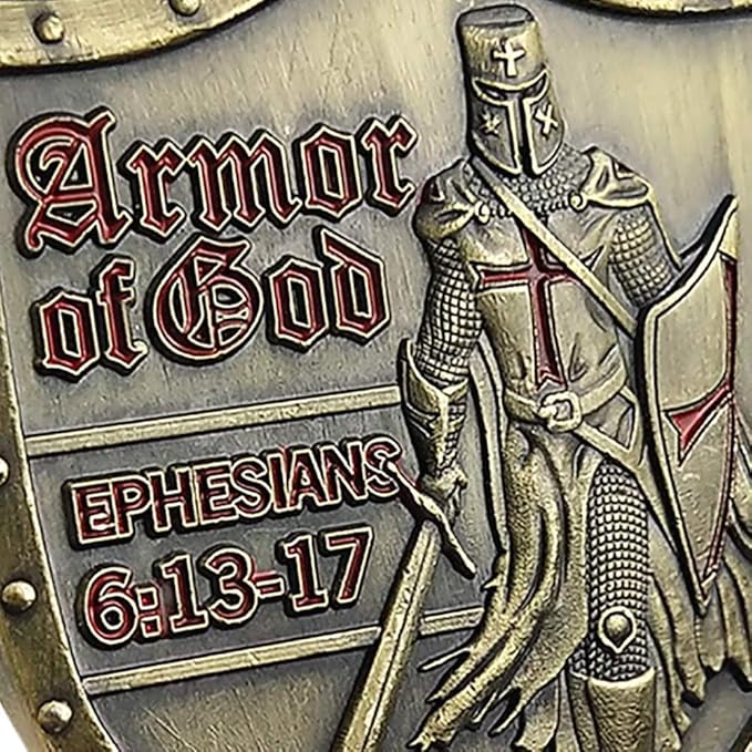 Put On The Whole Armor of God Challenge Coin Eph 6:13-17 3D Religious Collectible Coin (Pack of 3)