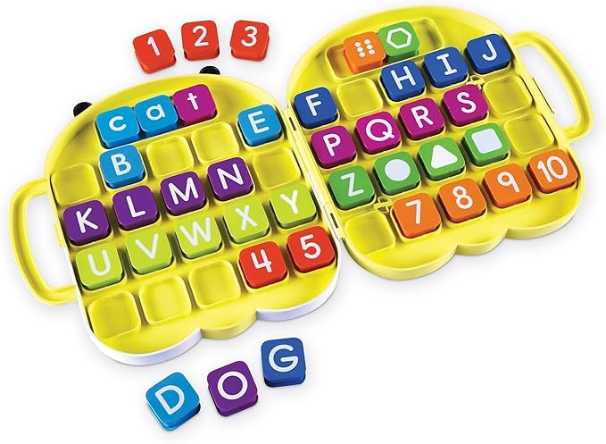 Learning Resources AlphaBee Alphabet, Homeschool, ABCs, Numbers, Shape & Word Recognition Activity Set, Multicolor