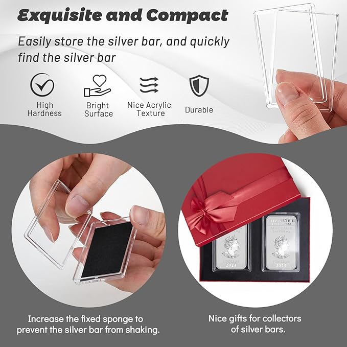 Silver Bar Case - 20 Pcs Acrylic Storage Containers for 1 Oz Silver Bars