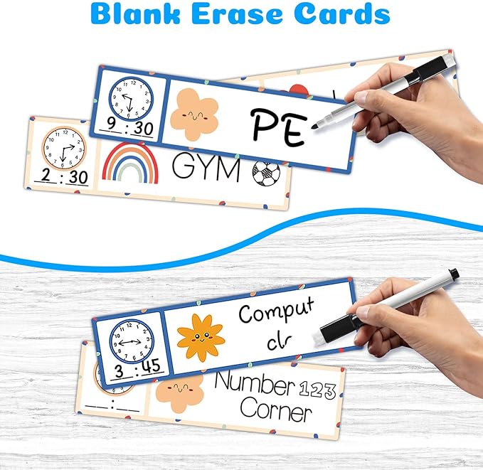 Daily Schedule Pocket Chart, Emotions Feelings Pocket Chart for Kids, Visual Schedule Chart Attendance Pocket for Classroom Office Preschool Activity(Lesson and Feeling Pocket-Black)