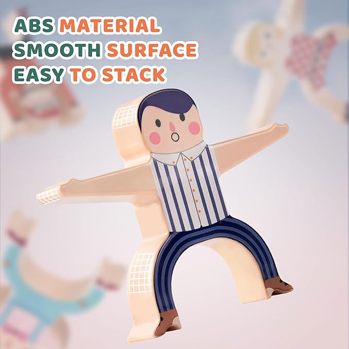 Stacking Figure Toys, Fun Balancing Building Blocks Game for 3 4 5 6 7 8 + Years Old Boys Girls, Family Stacking Games with 12 PCS Figure Blocks and Balls, Preschool Party Favors Birthday Gifts