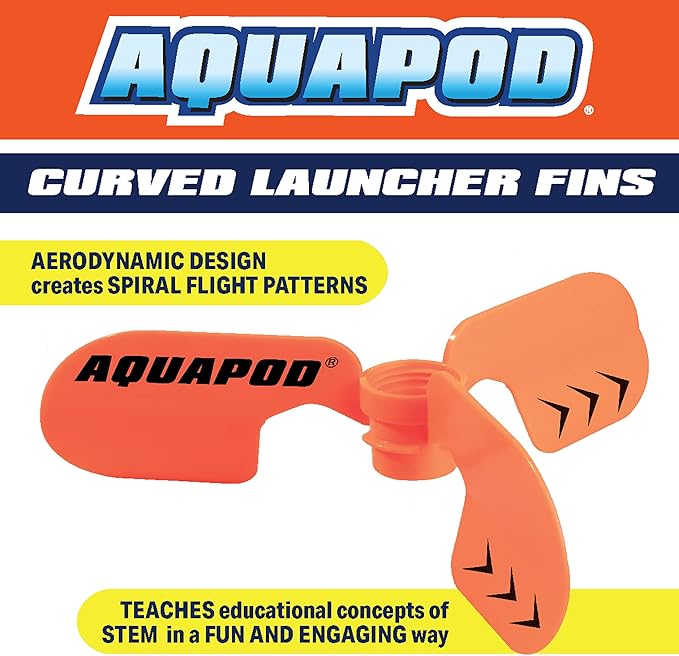 Screw on Curved Water Rocket Fins (2 pk)- Compatible with any 2 Liter Bottles - Makes Bottle Spiral in Air & Helicopter to Ground - Fun Outdoor Science Toy - Accessory to Water Rocket Launcher