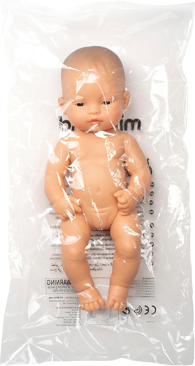 Miniland Doll 12 5/8'' Asian Girl (Polybag) - Made in Spain, Anatomically Correct, Quality, Inclusion