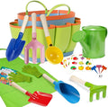 Kids Gardening Set 14Pcs Gardening Tools for Kids with Tote Bag,Watering Can, Shovel, Apron, Garden Book and More Educational STEM Learning Outdoor for Toddlers Boys Girls (Green)