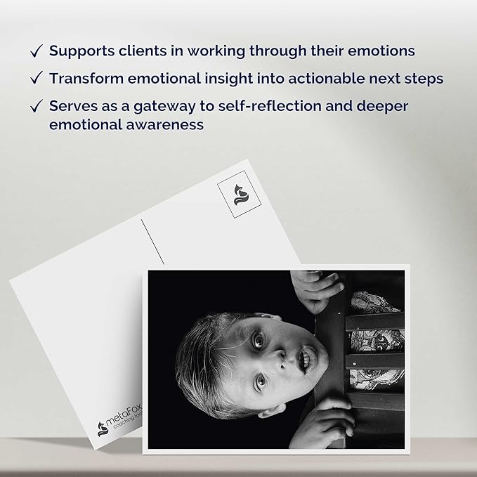 metaFox deep Pictures “Portraits of Emotions” – 52 Black and White Coaching Cards for Emotional Awareness, Therapy Tools for Teens and Adults, Visual Reflection Deck for Counselors and Facilitators