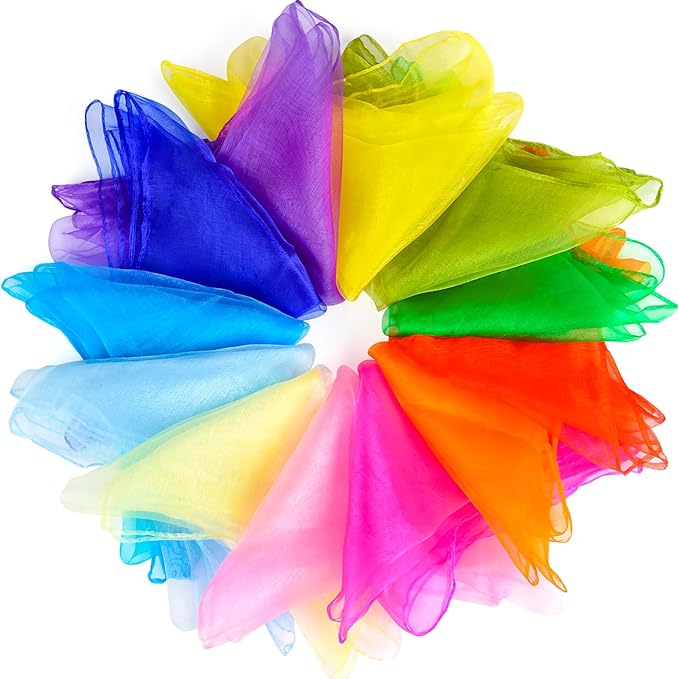NEBURORA Juggling Scarves Square Colorful Play Scarve for Dance Magic Tricks Performance Props Scarf Accessories 12 Colors