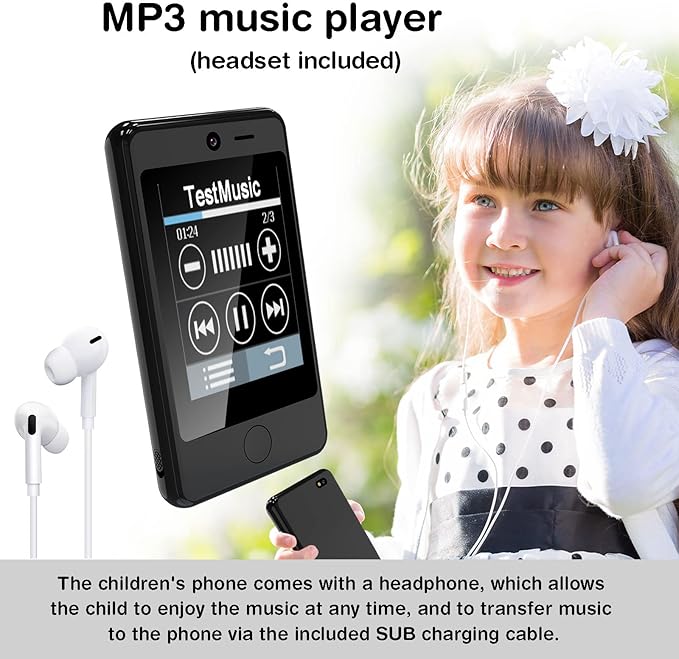 PTHTECHUS® Kids Phone Toy for Boys Girls, 3.8 "Touch Screen Toddler Smartphone with Fun Cameras 16 Games MP3 Music Player Audio Recorder Pedometer Torch Alarm Clock Children Phone for Ages 4-14