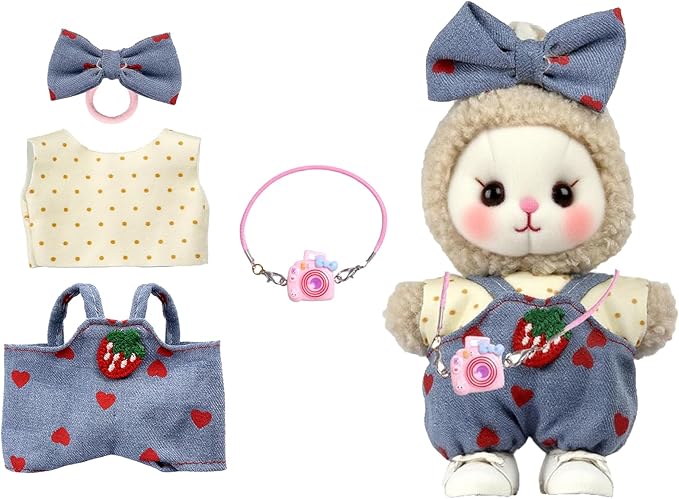 Clothes for 17cm Doll,Outfit for Doll,Dress and Hairpin Set for Dolls Dress Up,Accessories for 17cm Dolls (Style-E)