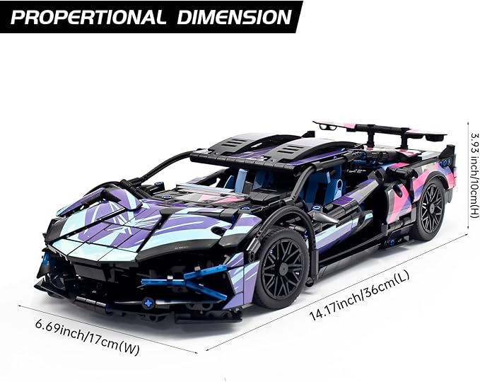 Remote Control Car Building Set, 1:14 Technical Sports Racing Car Building Kit, with Motors and Rechargeable Battery, Toys Gift for Adults & Boys Age 12+ (1314 PCS)