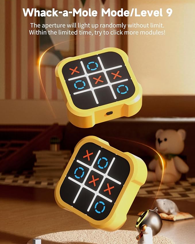 Tic Tac Toe Bolt Game, Electronic 4-in-1 Handheld Puzzle Game Console, Portable Infinite TicTacToe Travel Game for Educational and Memory Growth， Family, Toys Board Games for Kids and Adults