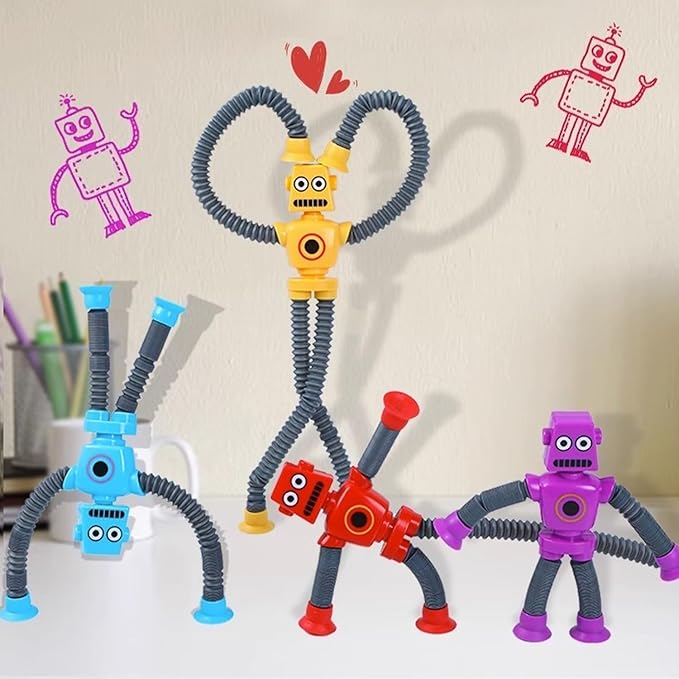 Limpskys Suction Cup Robot Toy for Kids 3-5 5-7, Autism Sensory Products,Toys for Ages 5-7,Sensory Toys for Kids with Autism (12 Pack Robot)