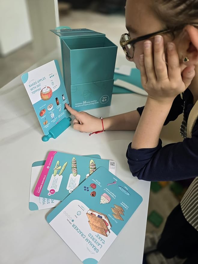My First Recipe Box for Kids: Montessori-Inspired, Easy-to-Follow Recipes with Visual Guides. Cookbook for Kids Ages 4+ with Storage Box and Recipe Stand.