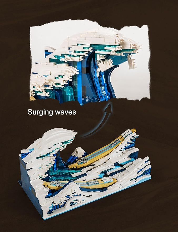 SEMKY The Great Wave Mini Building Block Set (1786 Pieces) -Building Blocks Gifts for Kid and Adult