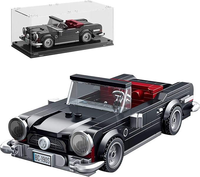 Super Sports Car Building Block Set with Display Case, Speed Race Car Building Kit, Collectible Model, Christmas Birthday Gift for Adults and Kids 6 and up (338pcs)