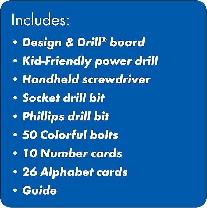 Educational Insights Design & Drill ABCs & 123s - Construction Toys & Toddler Tools, Kids Tool Set with Real Electric Drill Toy, Preschool Learning Activities, Building Kits and Gifts for Ages 3+