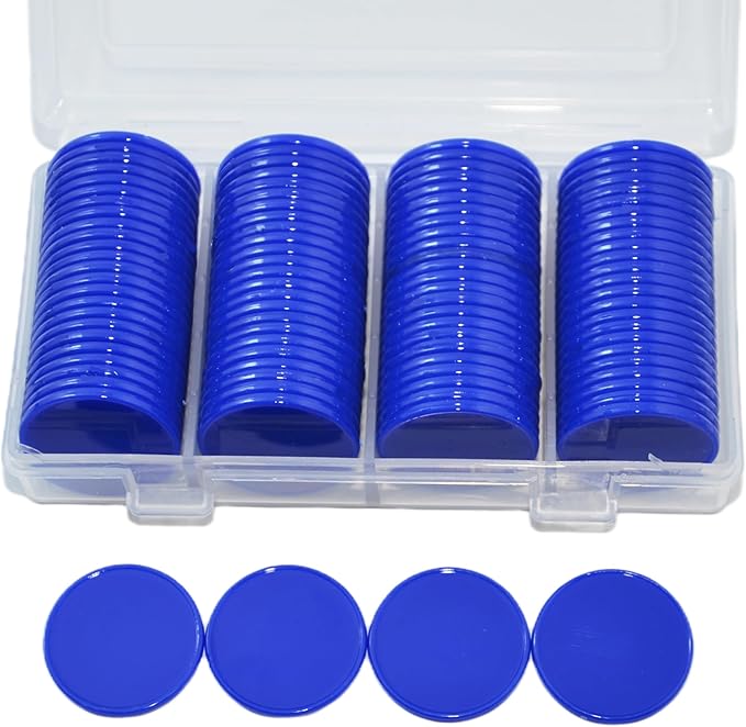 Smartdealspro Set of 100 25MM/1 Inch Opaque Plastic Learning Counting Counters Poker Chips with Storage Box (Blue)