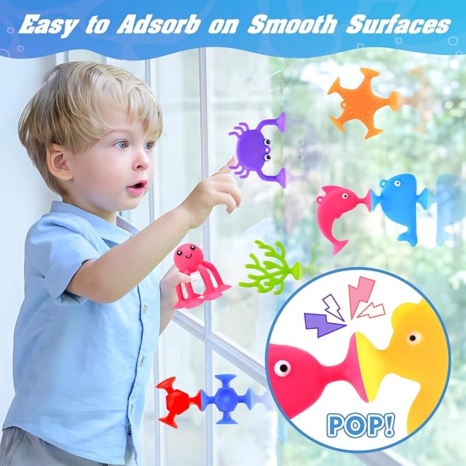 Bath Toys - 27 PCS Suction Cup Toys Bathtub Toy Shower Toy for Kids Ages 4-8,Sensory Toys for 3 4 5 6 7 Year Old Boys Girls,Mold Free Bath Toy Travel Toy