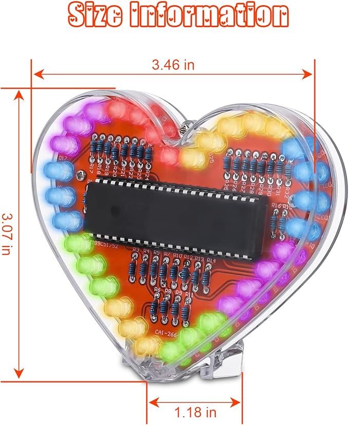 Soldering Practice Kit, ICSTATION Heart Shaped LED Light Soldering Project RGB LED DIY Electronic Kit for Beginners Diyers Student STEM Education and Father's Day Present
