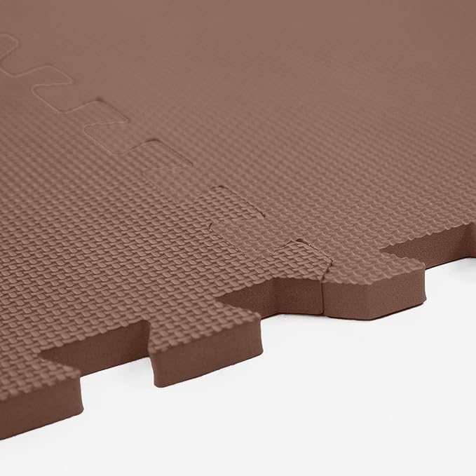 Flooring Inc's 1/2" Soft Non-Toxic Baby Play Mat, Toddler Playmat, Colorful Puzzle PlayMat, Floor Mats for Kids & Babies, EVA Foam Interlocking Tiles for Nursery & Playroom | Brown, 50 Tiles, 200 SqFt