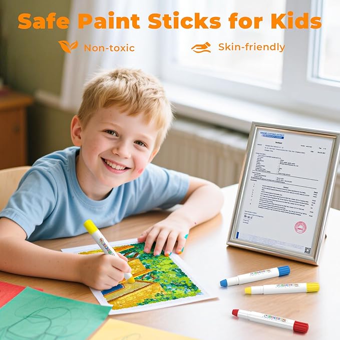 36 Colors Tempera Paint Sticks, Washable Rocket Paint Sticks for Kids, Non-Toxic and Quick Drying