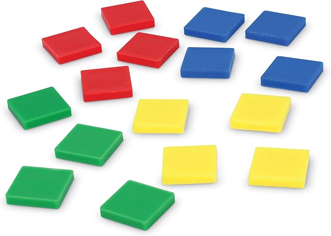 Learning Resources Square Color Tiles, Counting, Sorting Toy, Set of 400 in 6 Colors, Ages 4+