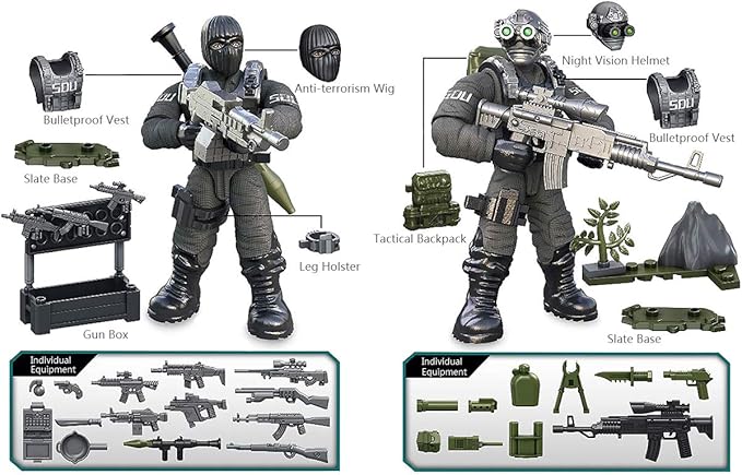 YEIBOBO ! Special Forces Mini Action Figure with Military Weapons and Accessories (Flying Tigers Team XJ-822)