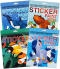 4 Pack Paint by Sticker Kids Crafts for Kids Ages 4-8 Sticker by Number Books Boys and Girls Birthday Gifts Party Favor, Travel Toys for Toddlers Learning (Animal+Ocean+Insect+Horse)