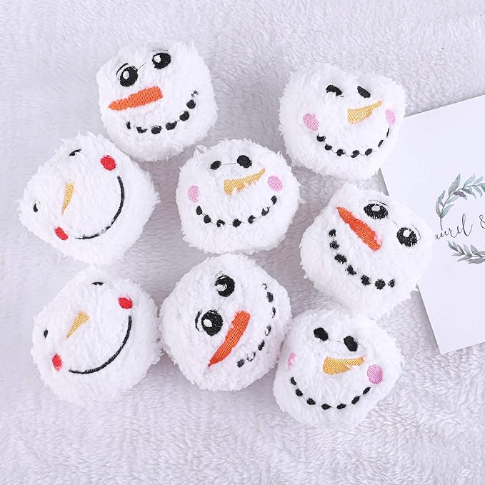 Aneco 12 Pack Snow Toy Ball Set Plush Snowmen Balls Snow Fight Ball with A Bag Realistic for Adult Kid Winter Game