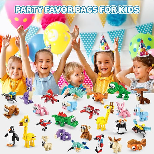 30 Packs Animal Party Favors for Kids, 810 PCS Mini Animal Building Block Toy Set for Goodie Bag Fillers Classroom Prizes Easter Birthday Children's Day for Boys Girls Student Ages 6+