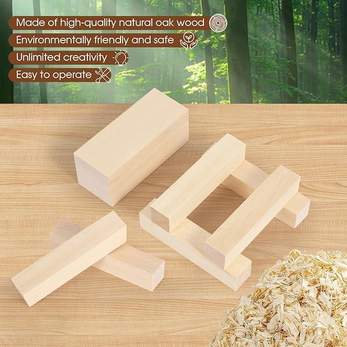 7 Pcs Basswood Blocks for Carving & Whittling - 2 Sizes (4x1x1 & 4x2x2 Inches), Premium Wood Set, Ideal for Crafts, Model Building, and Artisans (Carving & Whittling Wood)