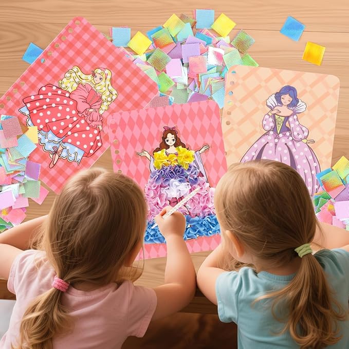 BLXIN Poke-Art Princess Craft Kit, Girls DIY Paper Art Set with Castle, Creative Educational Activity,Crafts Gifts for Girls Ages 3-8, DIY Activity