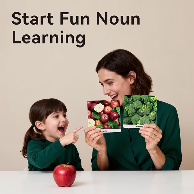 Dotimo 30 Nouns on Flashcards, Picture & Word Photo Cards – Language Builder Visual Aid, Language Learning Tool for Autism, ESL Teaching Materials for Adults, Vocabulary for Kids 3+