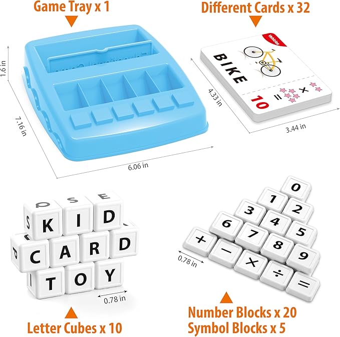 Matching Letter Games,Learning Educational Toys 2 in 1, Numerical Equality Games,Alphabet Spelling Reading Flash Cards,Early Education Gift Toys for 3,4,5,6,7 Year Olds (Blue)