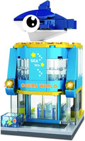 Brick Loot Mini City Aquarium Building Set – 136-Piece Lego-Compatible Two-Story Ocean World Storefront, Modular Mini Bricks Kit with Dolphin & Tanks, ABS City Blocks for Kids & Adults, Display Model