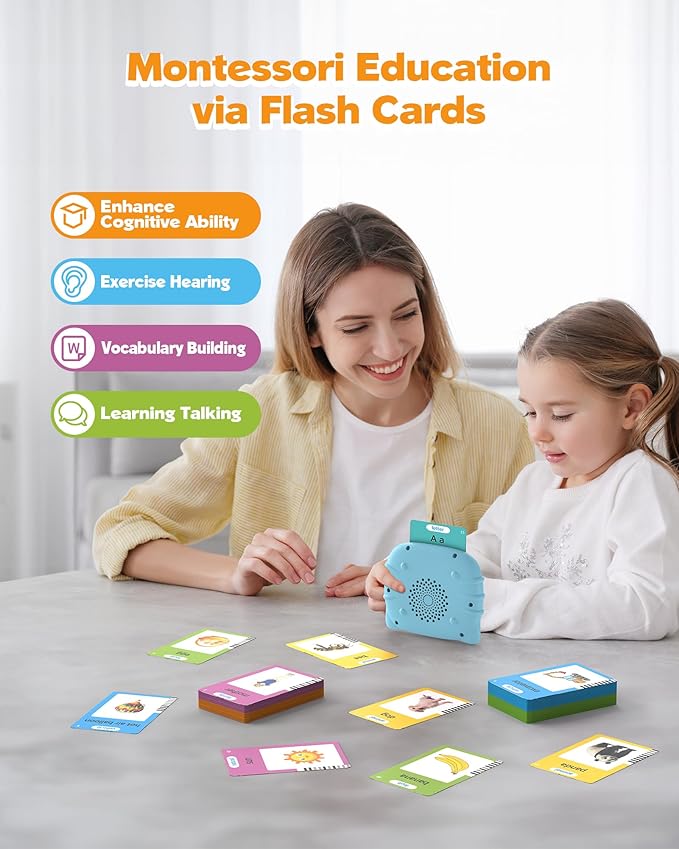 510 Words, Talking Flash Cards for Toddler 1 2 3 4 Year Olds, Language Learning Tools, Pocket Speech Therapy Tools, Autism Aids, Montessori Tools with 31 Themes, Children's Sensory Educational Tools