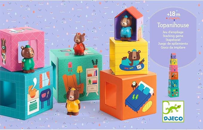 DJECO TopaniHouse Wooden Blocks - Build a Farmhouse & Animal Toys for Home, School or Gifts - Fun & Creative for Family & Friends - Playful, Educational Toys for Preschool, Kids Months 18+