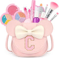 Kids Makeup Kit for Girls - 15 Pcs Real Washable Make Up Set - Non Toxic Toddlers Cosmetic with Letter Mouse Ear Purse - Dress up Birthday Gifts for 3 4 5 6 7 8 Years Old Girls - C